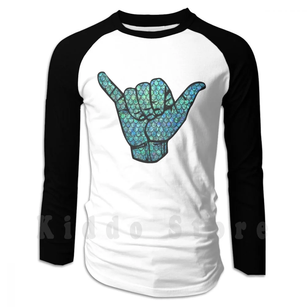 Mermaid Hang Loose Hoodie Long Sleeve Gold Glitter Hang Loose Hand Symbol Icon Chill Chilling Shaka Sign Cool