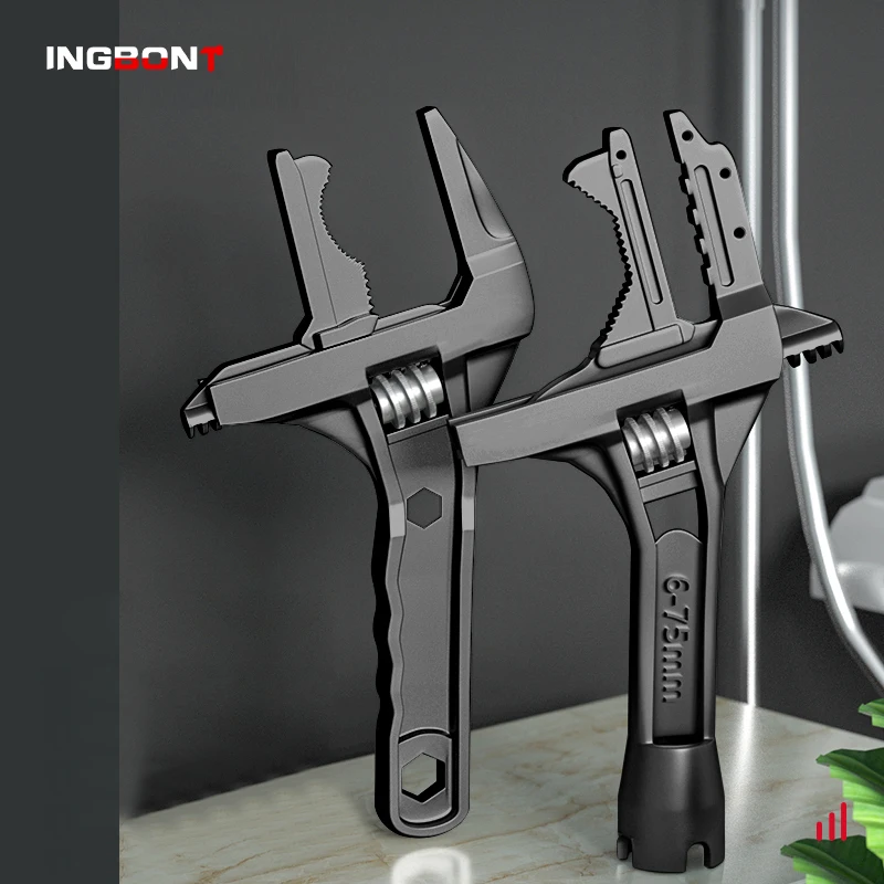 

INGBONT Multifunctional Universal Spanner Water Pipe Sink Repair Tool Bathroom Wrench Large Open Mini Adjustable Aluminum Alloy