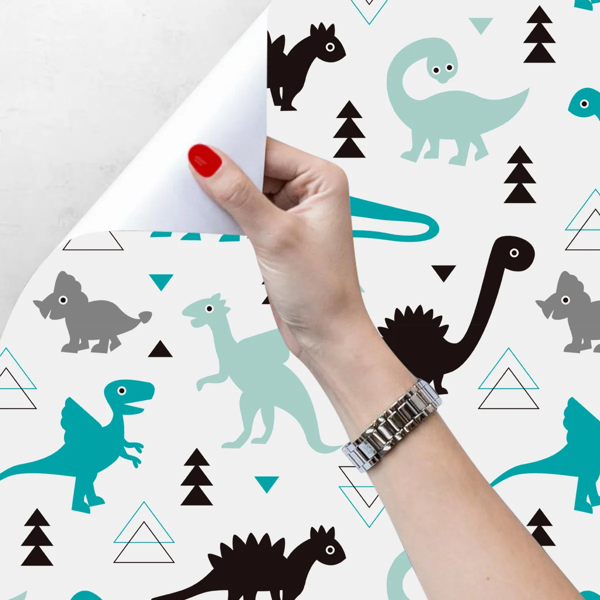 Peel and Stick Cartoon Contact Paper Wallpaper for Kids Boys Room Bedroom Nursery Walls Dinosaur Space Planet Decoration