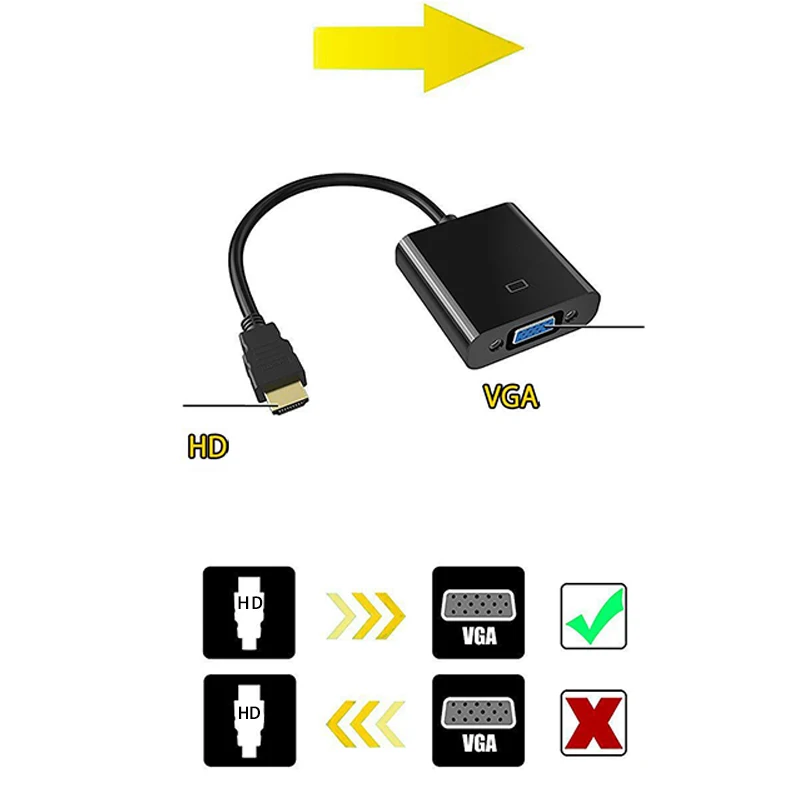 Digital to Analog HDMI-compatible Male to VGA Female Video Converter Adapter Cable 1080P HDTV Monitor for Laptop PC Projector