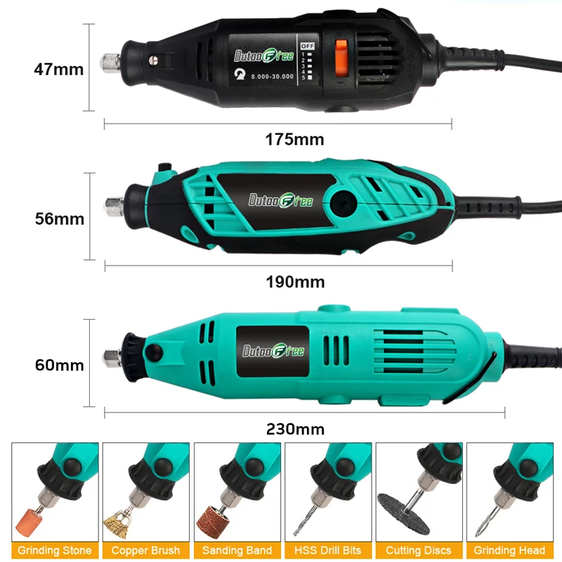 110V/220V 130W Power Tools Electric Mini Drill Adjustable Speed Grinder Engraver Polisher With Rotary Tools Set For DIY Dremel