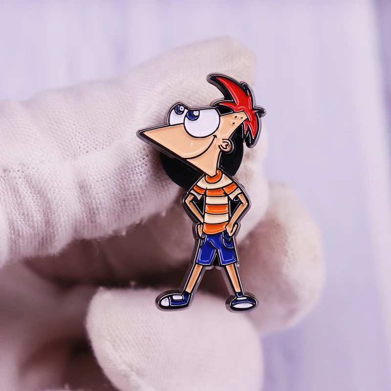 Phineas esmalte pino animado série de tv phineas e ferb broche personagem dos desenhos animados emblema anime fãs flair adição