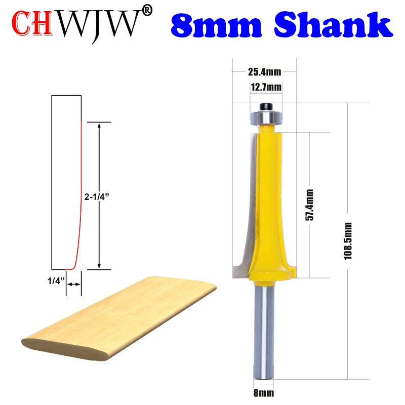 CHWJW 8mm Shank Industrial Quality Louver Slat Router Bit - Medium C3 Tungsten Carbide Cutters