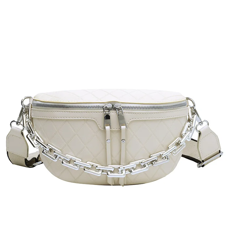 Thick Chain Waist Bag Women Luxury Leather Fanny Pack Female Fashion Chest Bags Belt Bag Women's Brand Shoulder Crossbody Bags