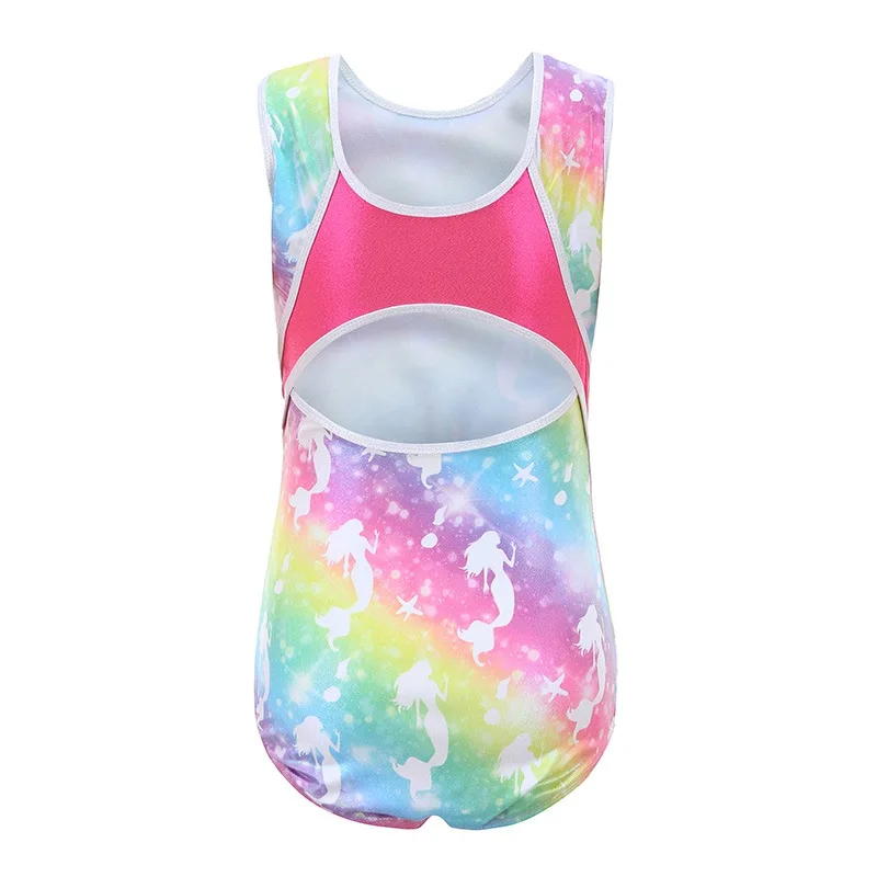 EFINNY 5-14 Years Girls Sleeveless Shiny Diamond Gymnastics Leotard One-Piece Child Kids Ballet Dance Wear