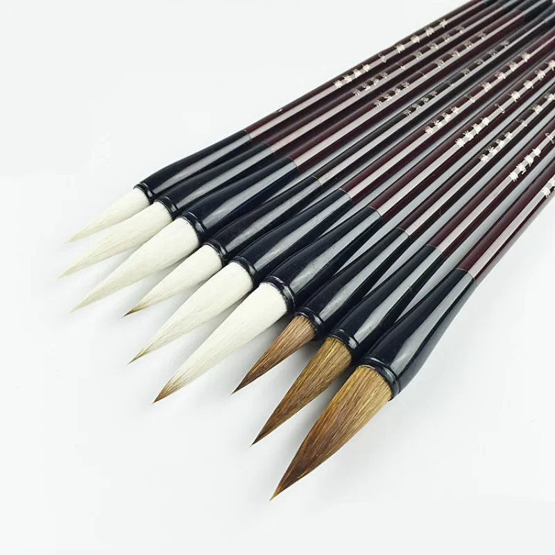 

9pcs/set Chinese Calligraphy Pen Multiple Hair Painting Brush Student Beginner Calligraphy Practice Huzhou Writing Brushes