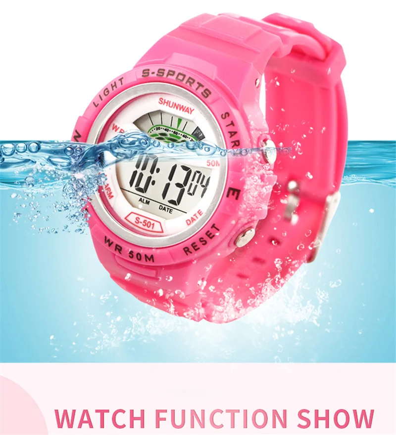 Swimming Children Watch Digital Movement Electronic Watch Button Working Underwater Waterproof 50M Colorful Luminous Kids Clock