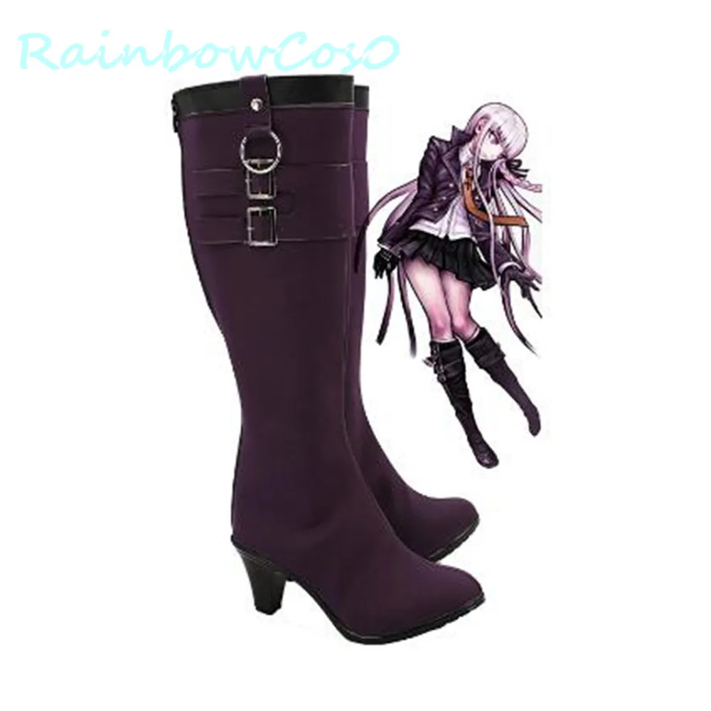 Danganronpa Trigger Happy Havoc Kyoko Kirigiri Kirigiri Kyouko Scarpe Cosplay Stivali RainbowCos0 Gioco di Natale Anime Halloween