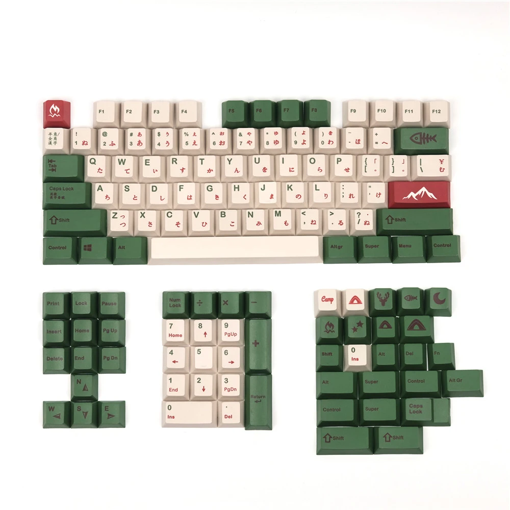 

Green White Red Camping Color Design Keycaps For Cherry Mx Switch Mechanical Gaming Keyboard Cherry Profile Japanese Key Caps