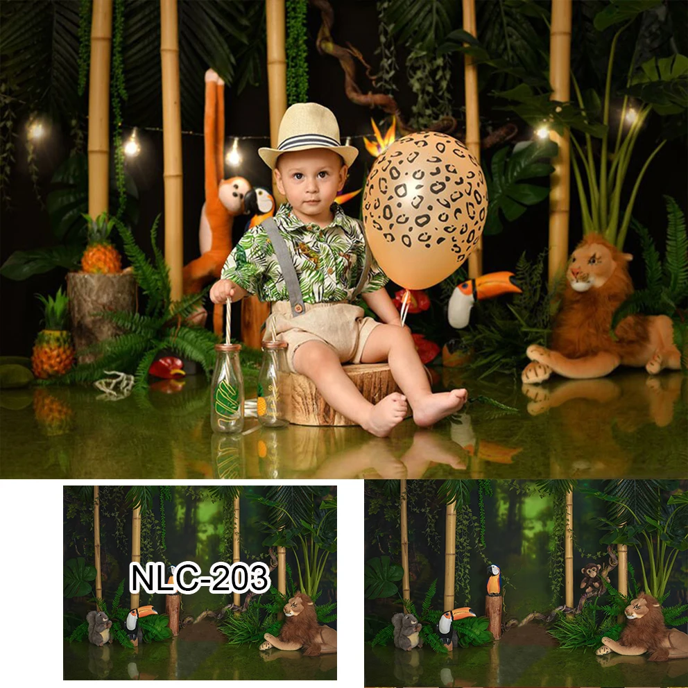 

Tropical Jungle Forest Wild Animal Safari Party Newborn Baby Shower 1st Birthday Backdrop Vinyl Photography Background