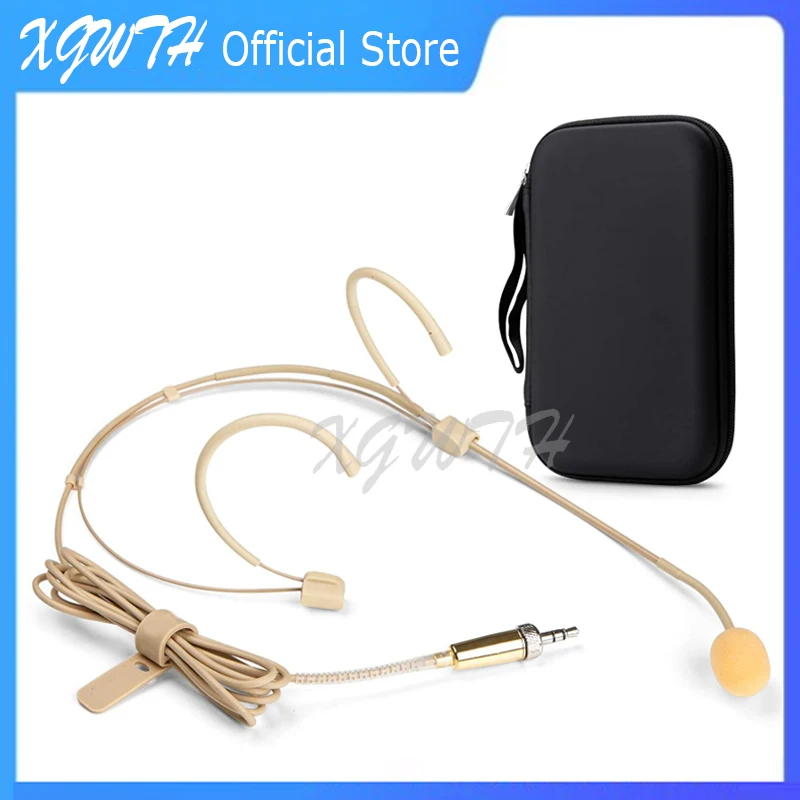 Headset Microphone Dual Earhook Headworn Mic for Sennheiser Wireless Bodypack System with Cable Clip Box 3.5mm Jack Screw Jack