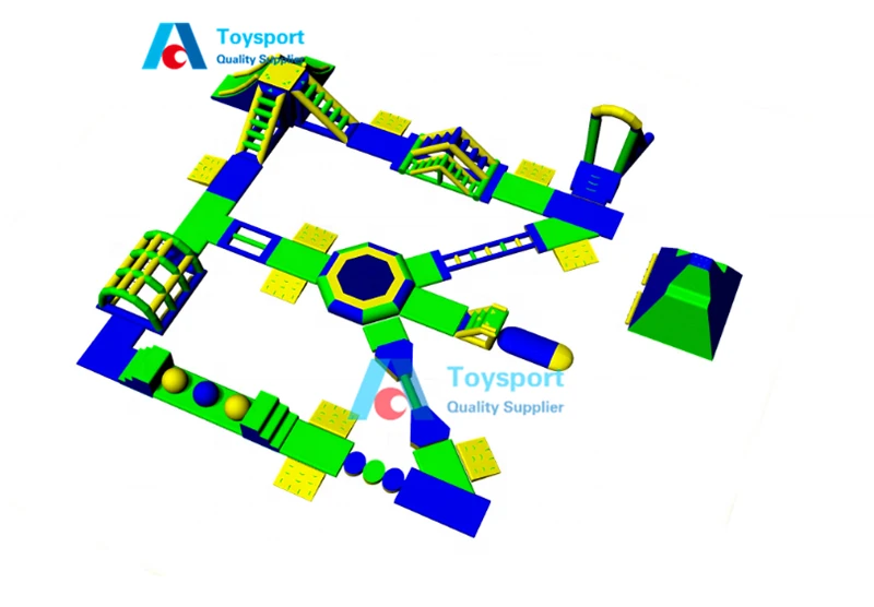 منزلقات الحديقة المائية القابلة للنفخ ، مجموعة كبيرة عالية ، دورة عقبة Flaoting ، الجودة