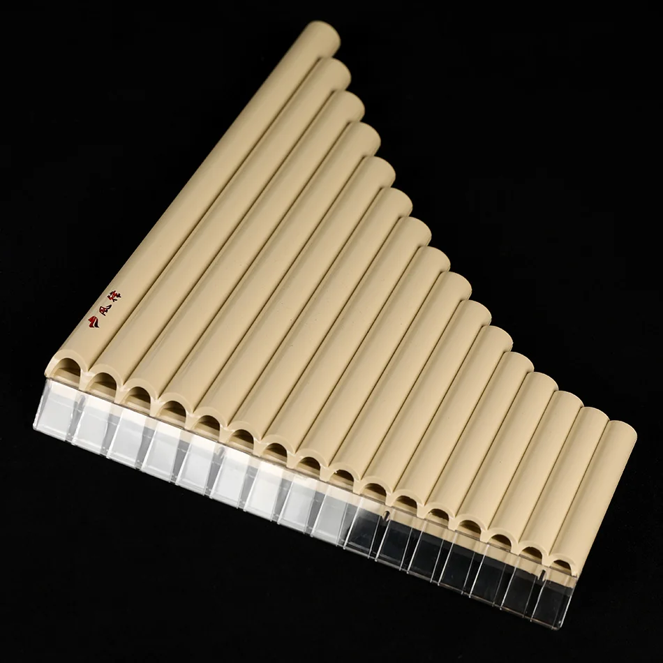 16 Tube Eco-friendly Resin C tone Pan Flute Easy Learning for Woodwind Musical Instruments Lovers Beginner ivory yellow