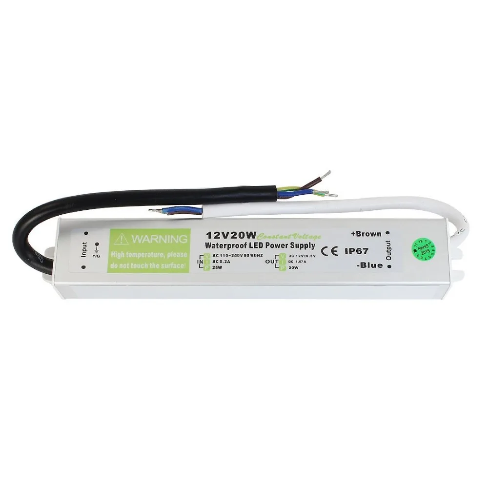 50 stücke 20w LED Transformator IP67 Wasserdichte Led-treiber Netzteil AC110 ~ 240V Zu DC12V Kamera Beleuchtung transformatoren 12V DC