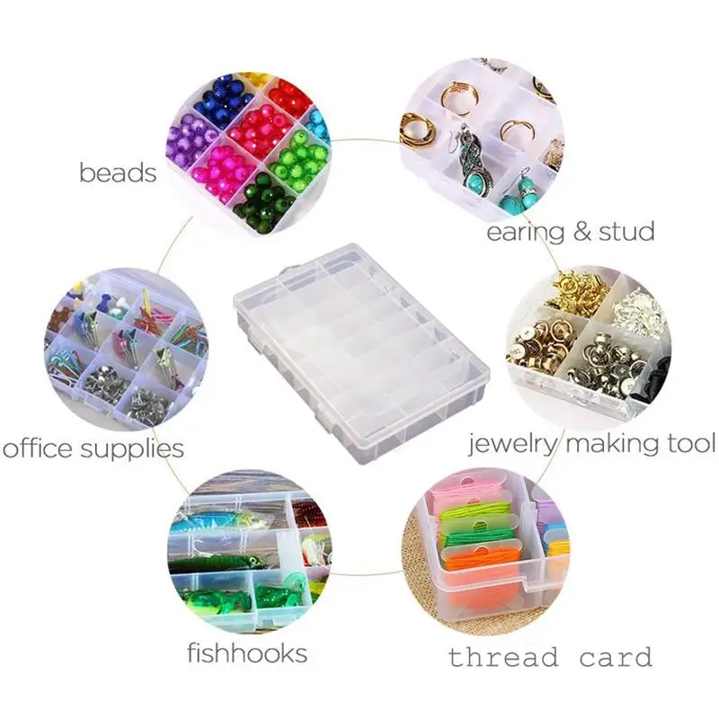 Transparent 24 Grids Storage Box Plastic Embroidery Floss Storage Floss Bobbins Organizer DIY Cross Stitch Sewing Tools