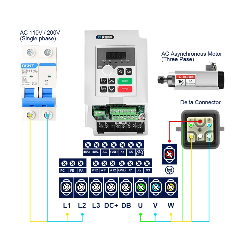 1.5kw 2.2kw spindle motor 24000rpm Air Cooled Spindle 380/220V+HY VFD Inverter+1set ER11 ER20 Collet for CNC milling machine