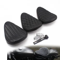 Black Motorcycle Retro Leather Style Solo Seat+Steel Swivel Bracket Sliding T-Bar 3.1