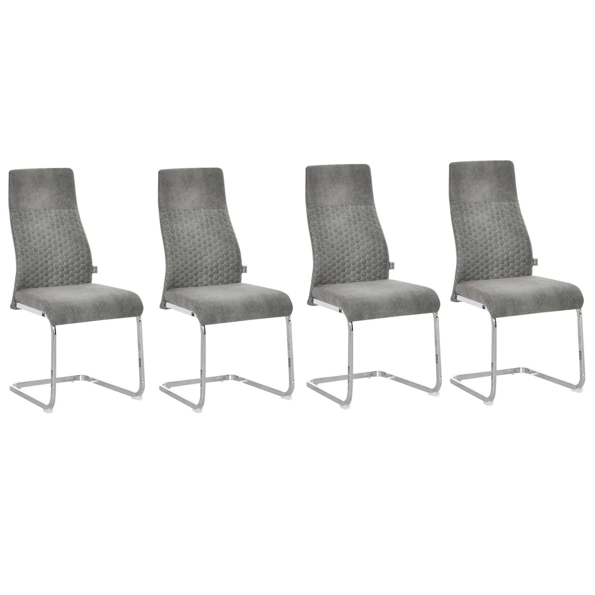 HOMCOM 4 Sillas de Comedor Tejido de Microfibra Asiento Acolchado 45x61x98 cm