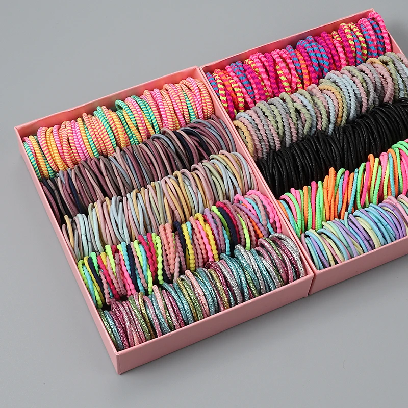 New 100pcs/lot Hair Accessories Girl Candy Color Elastic Rubber Band Hair band Child Baby Headband Scrunchie Hair Accessories