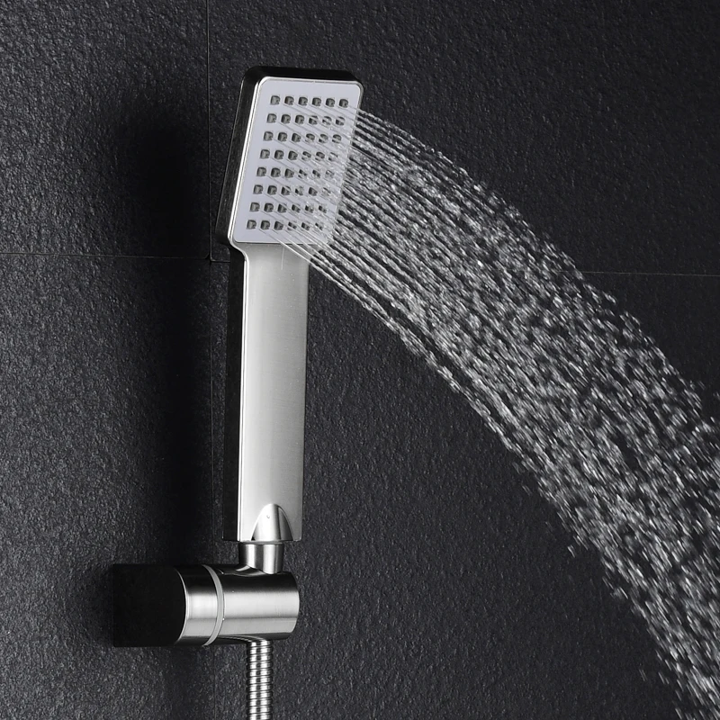 Stainless Steel 304 Hand Shower Head for Bath with Rainfall Sprayer Long Hose and Adjustable Mount Bracket Holder