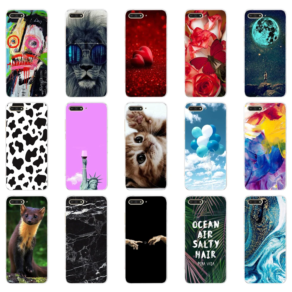 case cover for huawei Y6 2018 case back cover full 360 protective soft tpu sillicone Coque cute 8