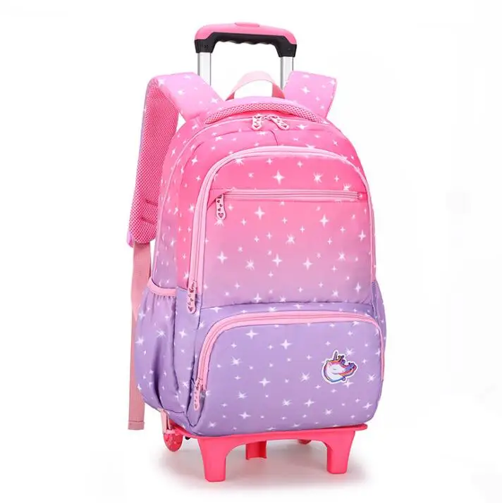 Tas Trolley Sekolah untuk Anak Perempuan Anak-anak Sekolah Rolling Tas Ransel Tas Sekolah dengan Roda Anak Roda Ransel untuk Sekolah