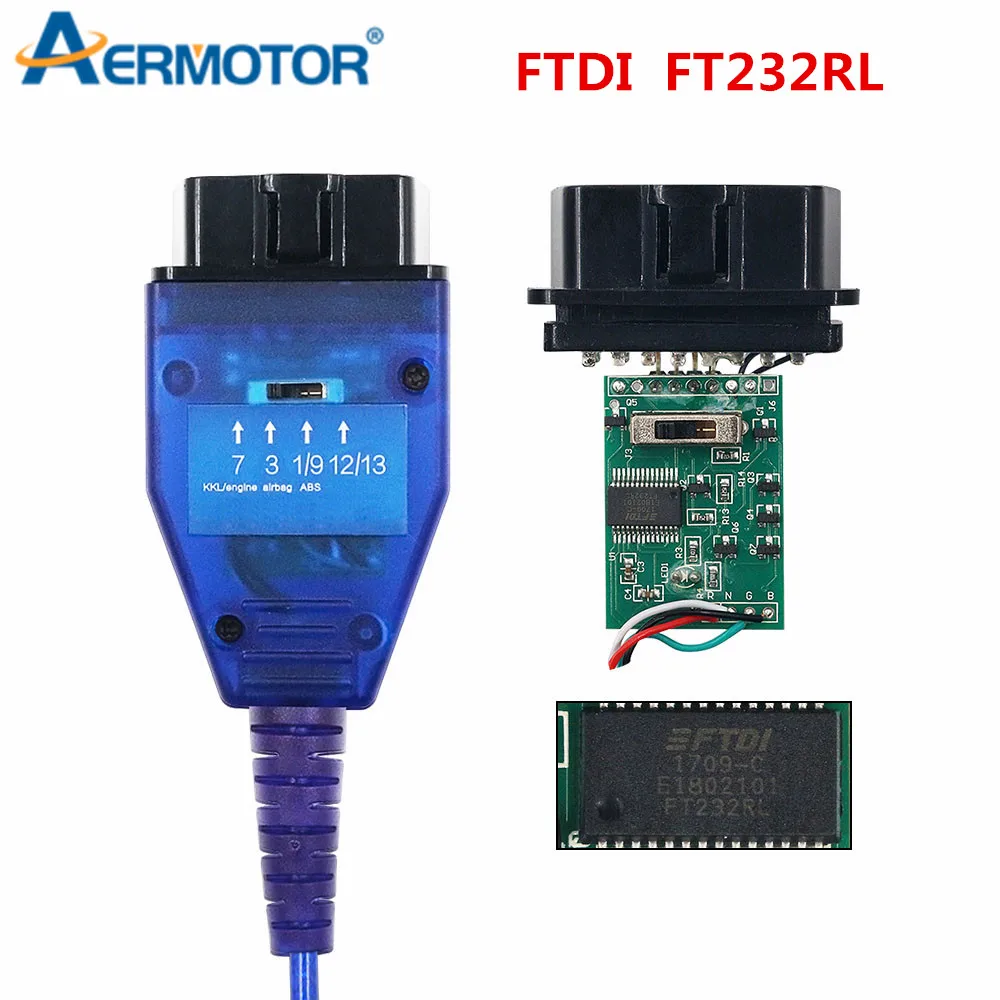رقاقة FTDI FT232RL لـ VAG V OBDII ، كابل ماسح ضوئي تلقائي ، واجهة تشخيص Ecu للسيارة ، مفتاح 4 طرق للسيارات متعددة العلامات التجارية