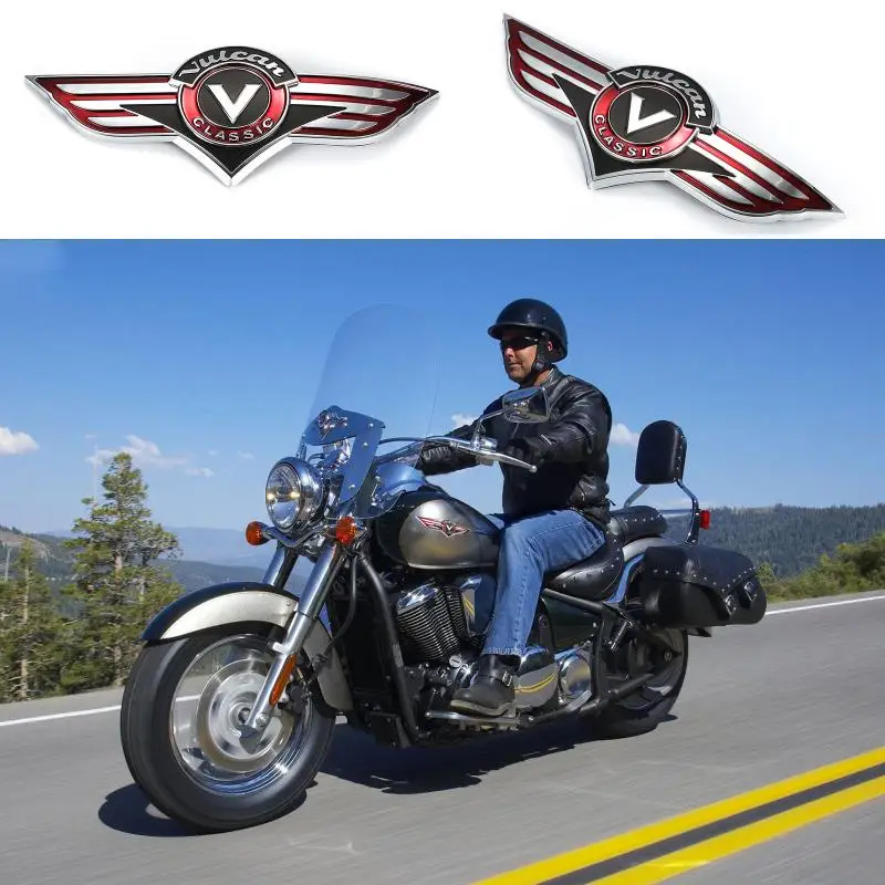 Motorcycle Chrome Gas Tank Emblem Badge Decals For Kawasaki Vulcan VN Classic VN400 VN500 800 1500 1600 1700 2000 x 2pcs