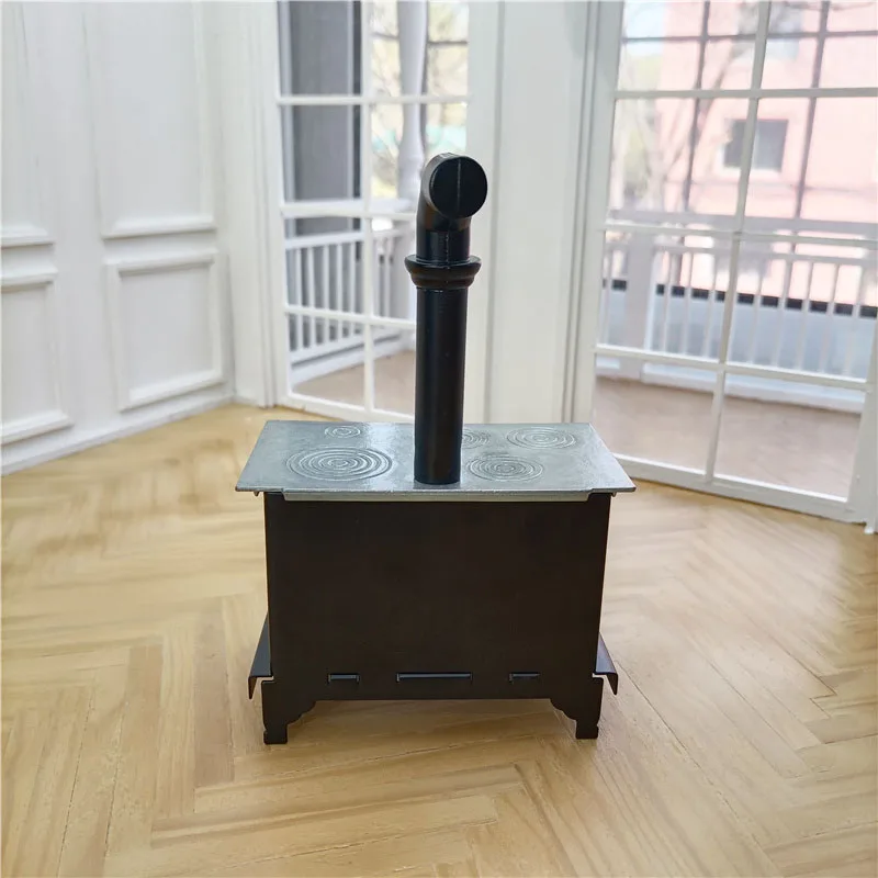 1:12 Mini Model Doll House Iron Stove Long Chimney Range Hood OB11 Dollhouse Furniture 1/12 Kitchen Accessories Cooking Toys Kid