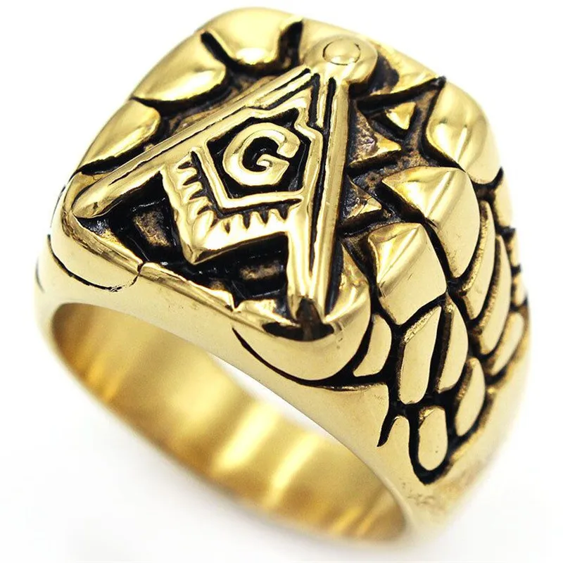 316 L Stainless steel gold discredit G Masonic Ring casting ring restoring ancient ways