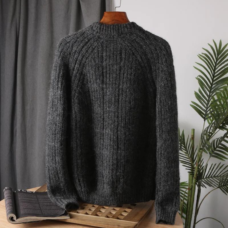 Mohair – pull en laine à manches longues pour homme, col rond, épais, chaud, décontracté, résistant, automne hiver