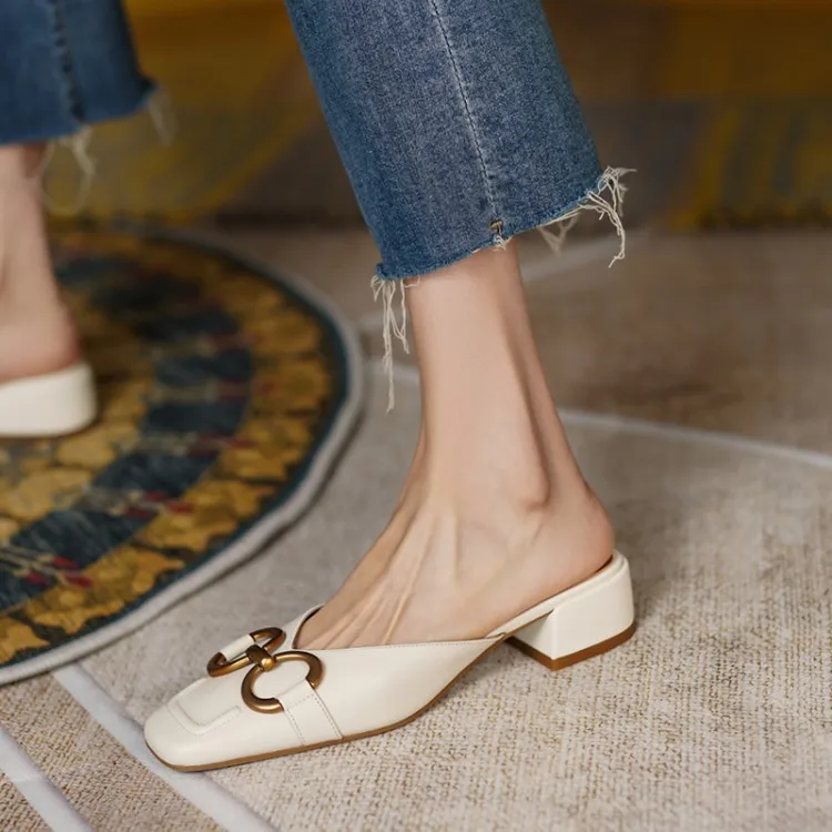 Summer Fashion Modern Slippers Outside Slides 2024 New Women Sandals Flats Square heel Women Shoes Chunky Heel Women Mules