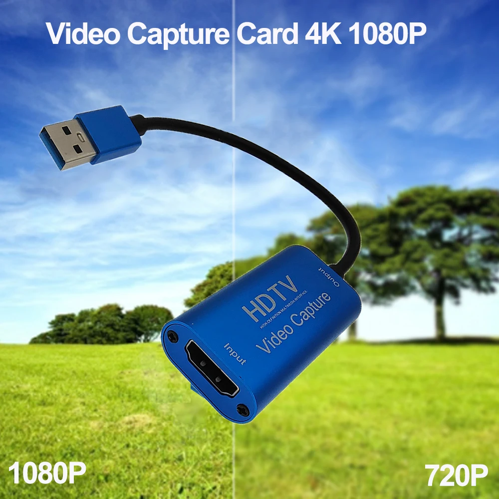 HDMI USB Video Capture Card HD 1080P HDMI Video Capture สำหรับบันทึกเกมที่ถ่ายทอดสดออกอากาศ