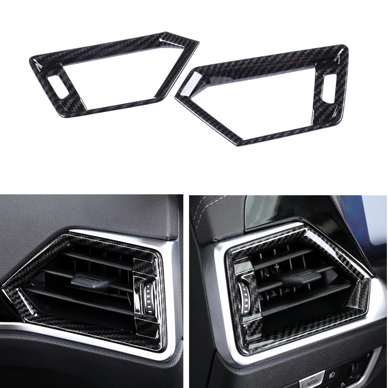 

For BMW 3-Series G20 G28 G21 2019-2023 Carbon Fiber Look Interior Dash Sticker Frame Outlet Cover Dashboard Side Air Vent Trim