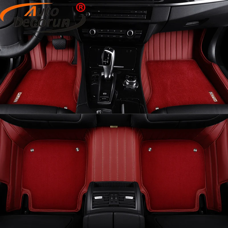 AutoDecorun Custom Fit Car Floor Mats For Dodge Journey JCUV 3 Row Car Mat PVC Leather Cars Carpet Interior Accessories Styling