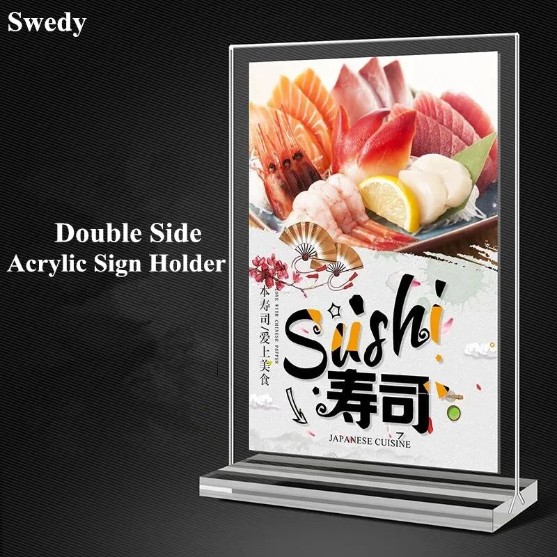 

A4 Double Sided 8.5x11 Inch Restaurant Table Menu Holders Picture Poster Frames Table Numbers Acrylic Sign Holder Stand