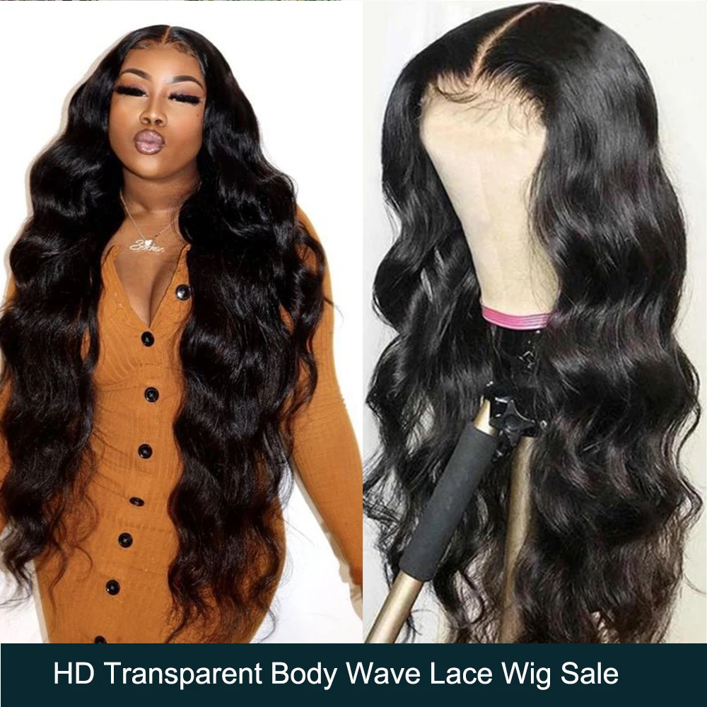 HD Transparent 4x4 Lace Frontal Closure Wig 30 Inch Pre Plucked 13x4 13x6 Body Wave Lace Front Human Hair Wigs For Black Women