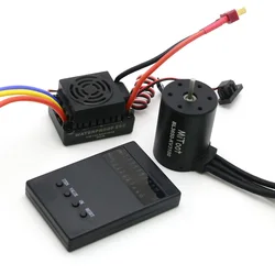 Waterproof 3650 3900KV / 3660 3300KV / 3670 2050KV Brushless Motor 60A 80A 120A Brushless ESC Combo Set for 1/8 1/10 RC Car