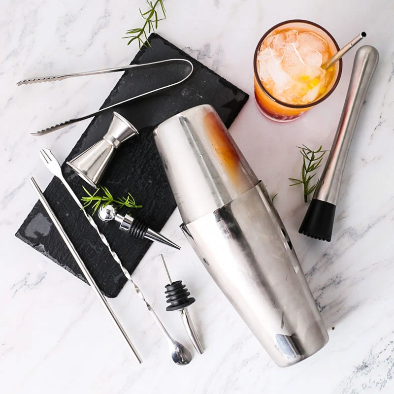 

Cocktail Shaker Bar Set Plactic&Wood Holder Stainless Steel Copper Plated Cocktail Shaker Bartender browserKit Bars Set Tools