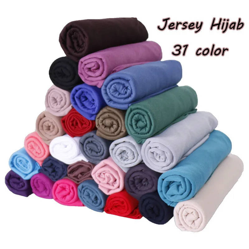 2024 women plain bubble cotton jersey scarf Head hijab wrap solid color headband shawls foulard femme muslim hijabs store