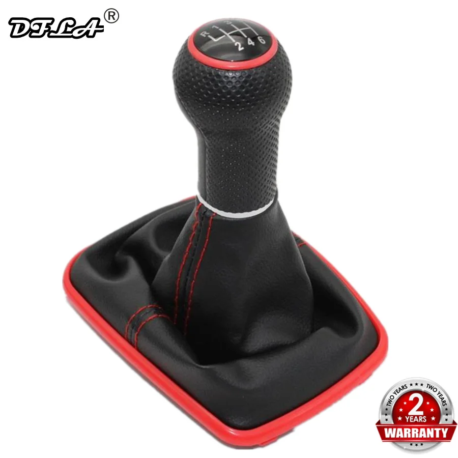 

For Seat Leon 2000 2001 Toledo 1999 2000 2001 Car-Styling Car 5 / 6 Speed 23mm Red Line Gear Stick Shift Knob With Leather Boot