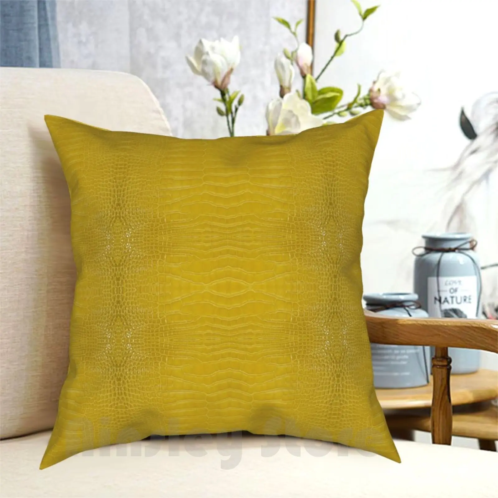 Yellow Alligator Skin Pillow Case Printed Home Soft DIY Pillow cover Loolyelzayat Yellow Alligator Skin Wildlife Alligator