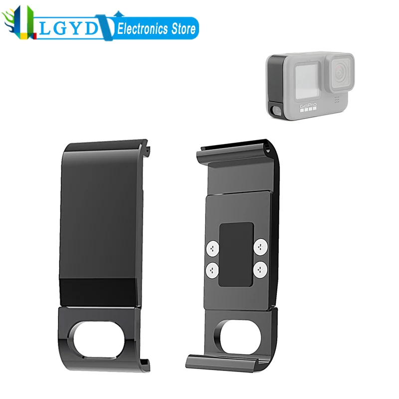 PULUZ cubierta de interfaz lateral de batería de Metal para cámaras de acción GoPro HERO12 Black HERO11 HERO10 HERO9