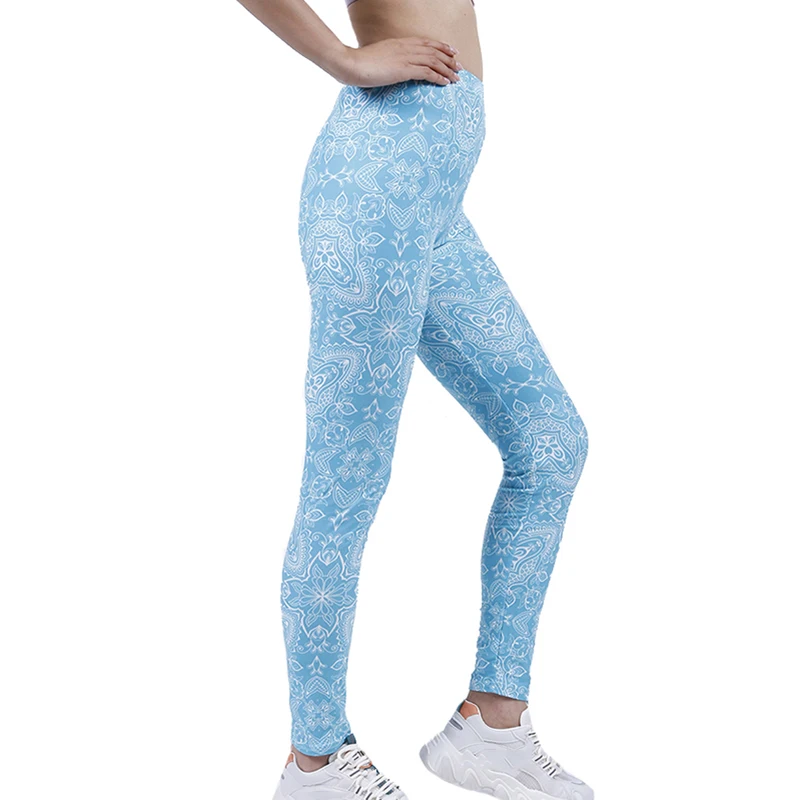 INDJXND Frauen Sport Hosen Sexy Push Up Gym Leggings Laufhose Dünne JoggersLight Blau Geometrische Weiche Knöchel-Länge Bottom