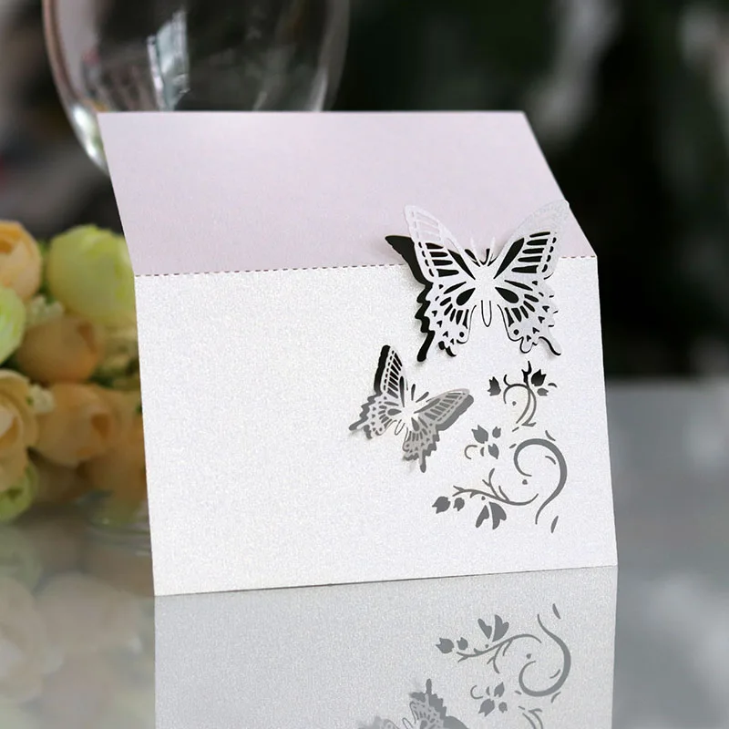 Butterfly Name Place Card, Table Decor, Name Message Greeting Card, Birthday Wedding Decoration, Baby Shower, Party Favor, 50Pcs