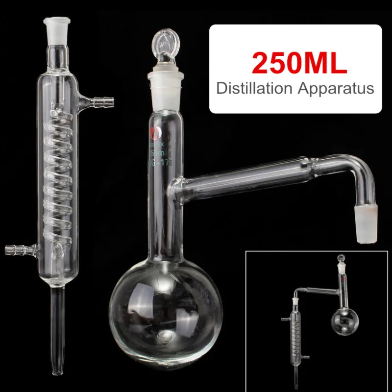 

KICUTE 250ml Laboratory Chemistry Distillation Apparatus Lab Glassware Kit with 14/23 Joint