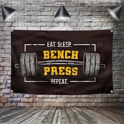 Motivationa EAT SLEEP SQUAT REPEAT Flag Banner Polyester 90* 150cm Hang On The Wall 4 Grommets Custom Flag Indoor Decoration