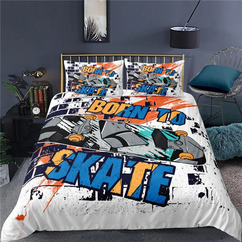 

Luxury 3D Graffiti Sport Skateboard Print 2/3Pcs Bedding Set Comfortable Duvet Cover Pillowcase Home Textile Queen and King Size