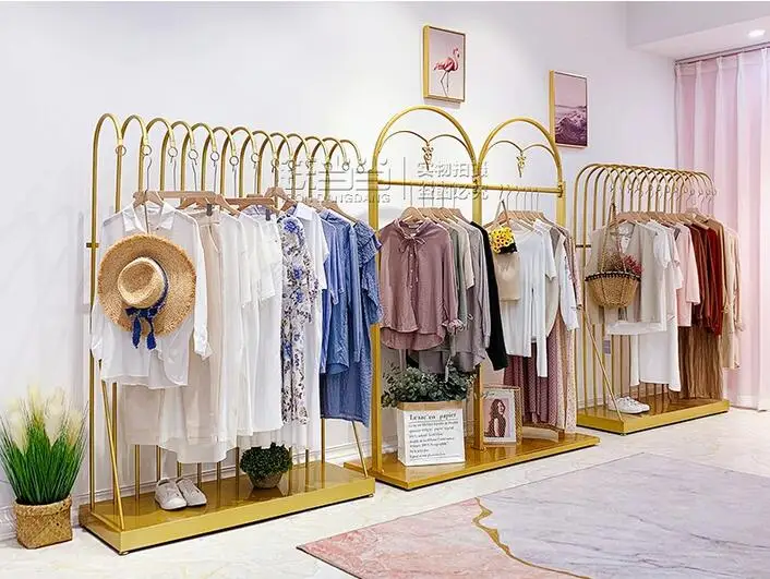 Clothing store hanger floor style creative simple iron display rack women\'s model props clothing shelves display rack