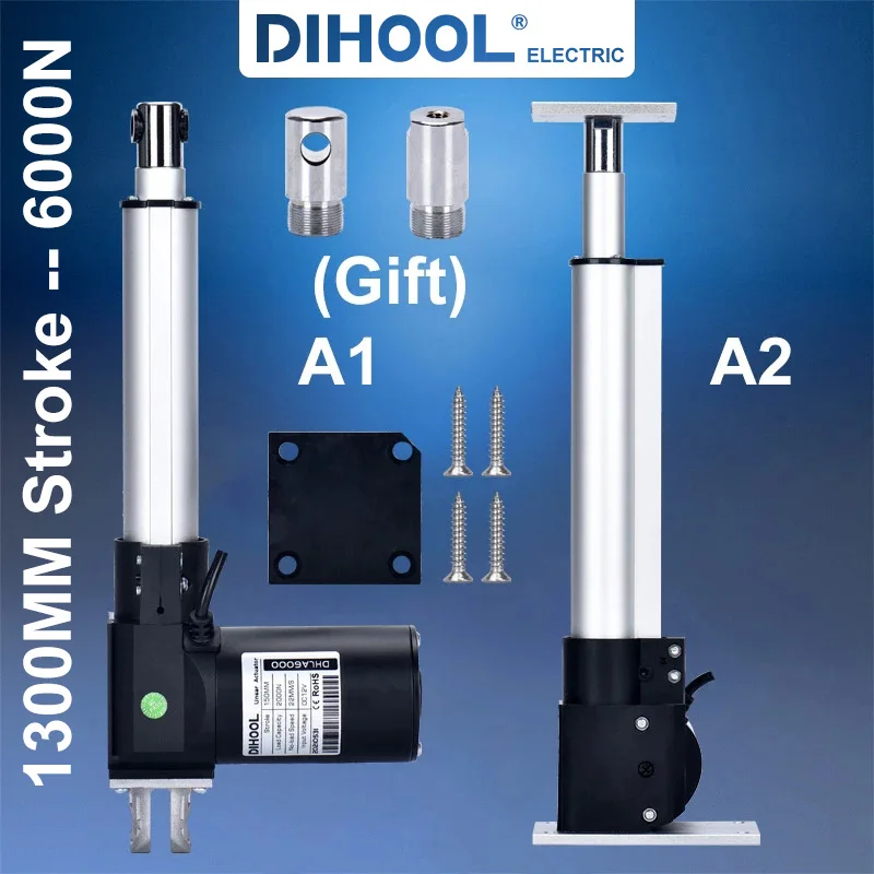 

DHLA6000 1300MM Stroke Electric Linear Actuator Kit DC24V 12VDC Motor 6000N 600KG 1300lb With Wireless Controller Furniture Lift